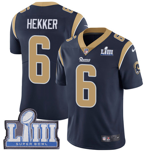 Nike Rams #6 Johnny Hekker Navy Blue Team Color Super Bowl LIII Bound Youth Stitched NFL Vapor Untouchable Limited Jersey