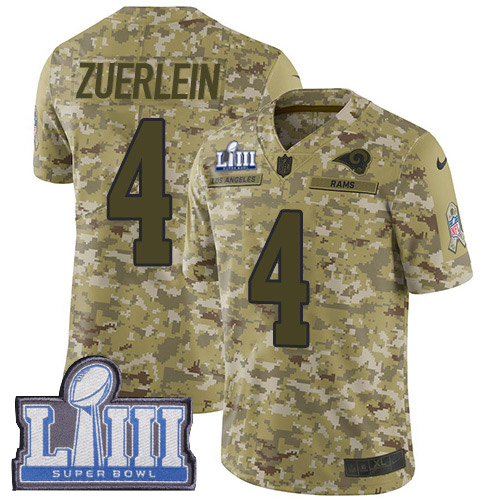 Nike Rams #4 Greg Zuerlein Camo Super Bowl LIII Bound Youth Stitched NFL Limited 2018 Salute to Service Jersey
