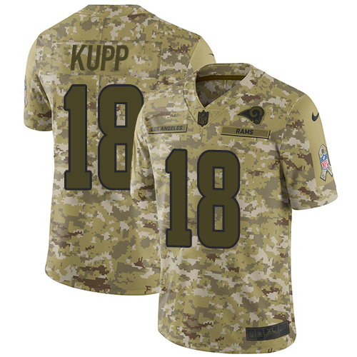 Nike Rams #18 Cooper Kupp Camo Youth Stitched NFL Limited 2018 Salute to Service Jersey