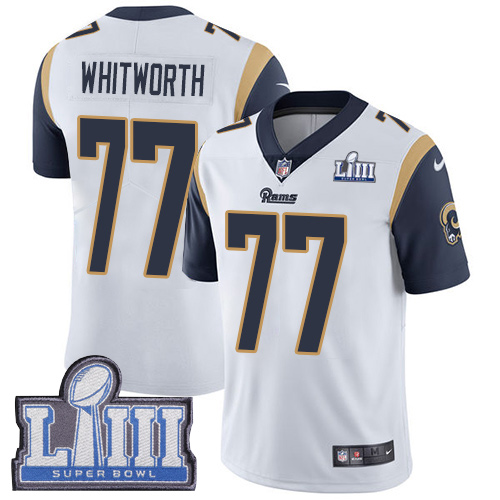 Nike Rams #77 Andrew Whitworth White Super Bowl LIII Bound Youth Stitched NFL Vapor Untouchable Limited Jersey