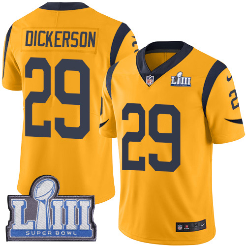 Nike Rams #29 Eric Dickerson Gold Super Bowl LIII Bound Youth Stitched NFL Limited Rush Jersey