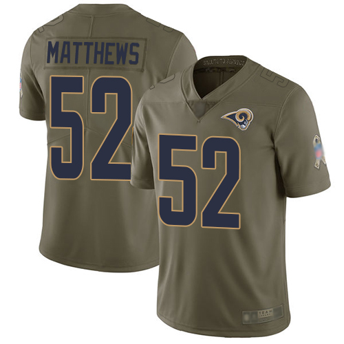 Nike Rams #52 Clay Matthews Olive Youth Stitched NFL Limited 2017 Salute to Service Jersey