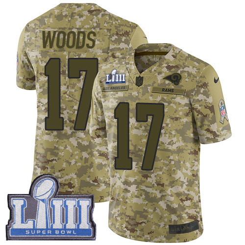 Nike Rams #17 Robert Woods Camo Super Bowl LIII Bound Youth Stitched NFL Limited 2018 Salute to Service Jersey