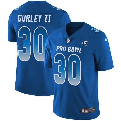 Nike Rams #30 Todd Gurley II Royal Youth Stitched NFL Limited NFC 2018 Pro Bowl Jersey