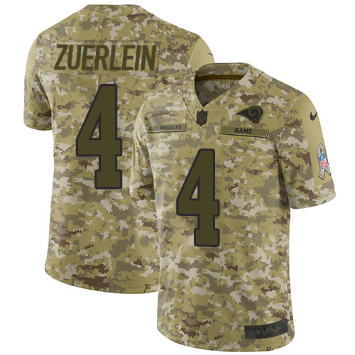 Nike Rams #4 Greg Zuerlein Camo Youth Stitched NFL Limited 2018 Salute to Service Jersey