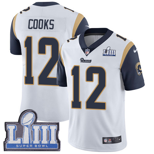 Nike Rams #12 Brandin Cooks White Super Bowl LIII Bound Youth Stitched NFL Vapor Untouchable Limited Jersey