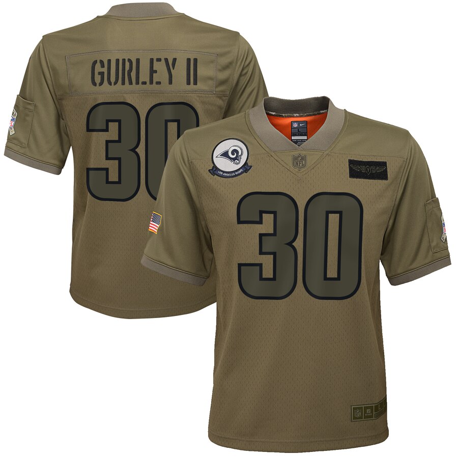 Youth Los Angeles Rams #30 Todd Gurley II Nike Camo 2019 Salute to Service Game Jersey