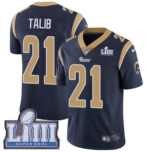Nike Rams #21 Aqib Talib Navy Blue Team Color Super Bowl LIII Bound Youth Stitched NFL Vapor Untouchable Limited Jersey