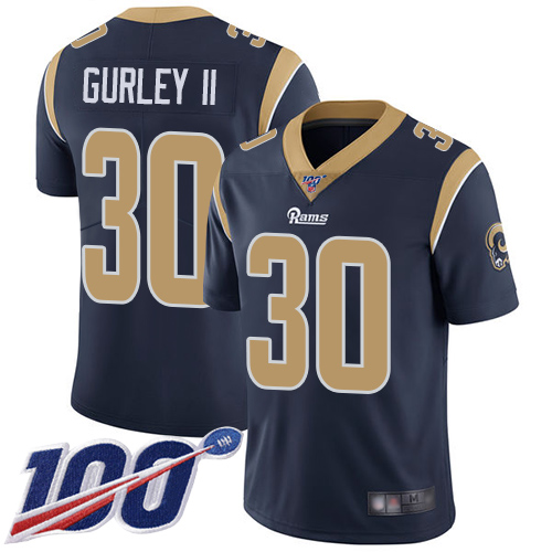 Nike Rams #30 Todd Gurley II Navy Blue Team Color Youth Stitched NFL 100th Season Vapor Limited Jersey