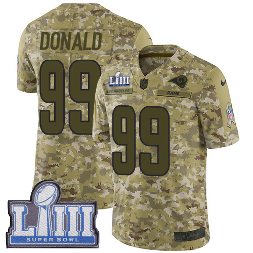 Nike Rams #99 Aaron Donald Camo Super Bowl LIII Bound Youth Stitched NFL Limited 2018 Salute to Service Jersey