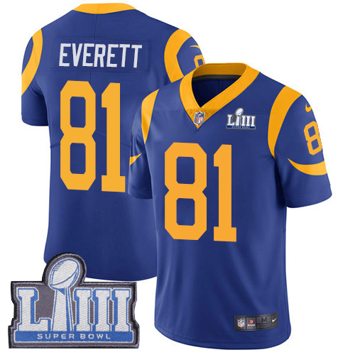 Nike Rams #81 Gerald Everett Royal Blue Alternate Super Bowl LIII Bound Youth Stitched NFL Vapor Untouchable Limited Jersey