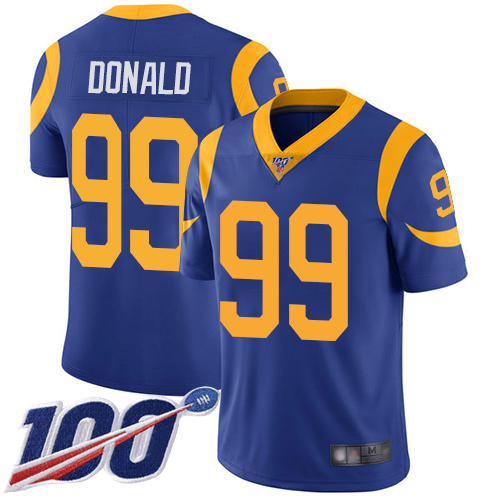 Nike Rams #99 Aaron Donald Royal Blue Alternate Youth Stitched NFL 100th Season Vapor Limited Jersey