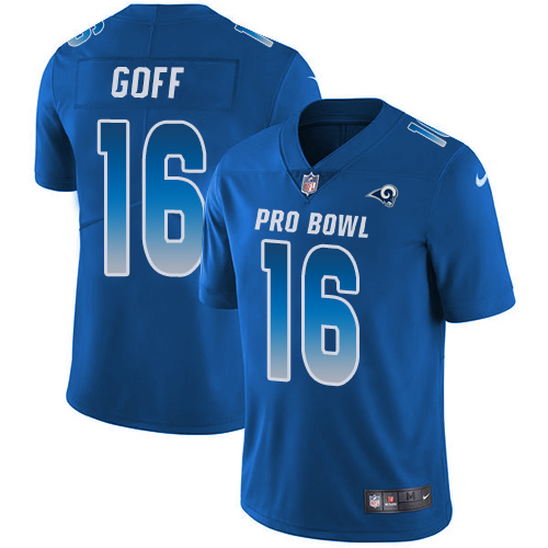 Nike Rams #16 Jared Goff Royal Youth Stitched NFL Limited NFC 2019 Pro Bowl Jersey
