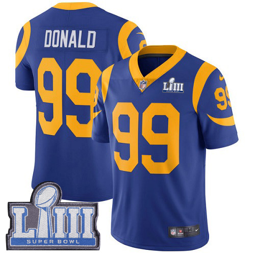 Nike Rams #99 Aaron Donald Royal Blue Alternate Super Bowl LIII Bound Youth Stitched NFL Vapor Untouchable Limited Jersey