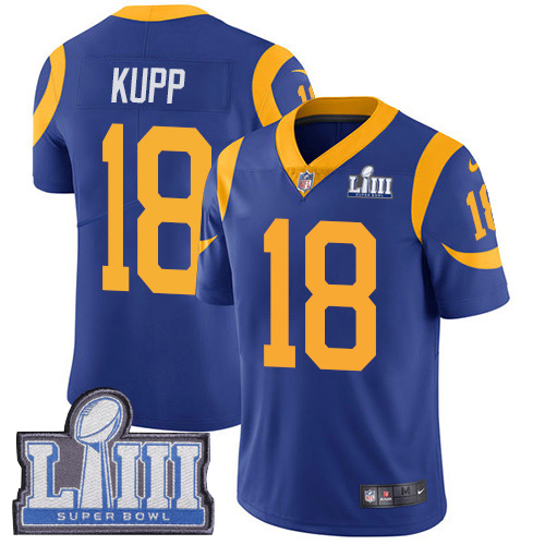 Nike Rams #18 Cooper Kupp Royal Blue Alternate Super Bowl LIII Bound Youth Stitched NFL Vapor Untouchable Limited Jersey