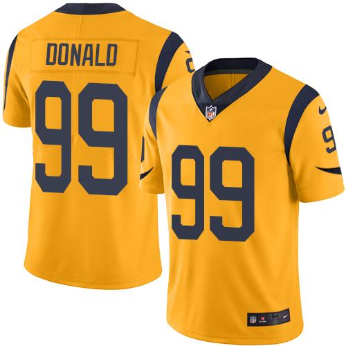 Nike Rams #99 Aaron Donald Gold Youth Stitched NFL Limited Rush Jersey