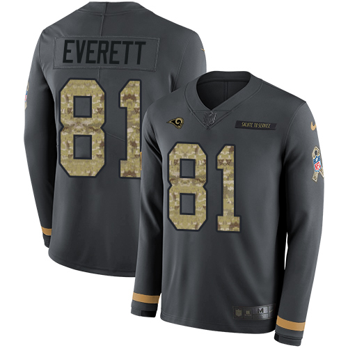 Nike Rams #81 Gerald Everett Anthracite Salute to Service Youth Stitched NFL Limited Therma Long Sleeve Jersey