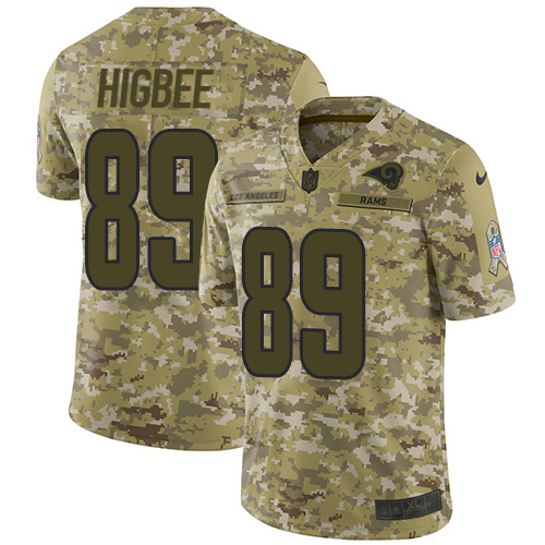Nike Rams #89 Tyler Higbee Camo Youth Stitched NFL Limited 2018 Salute to Service Jersey