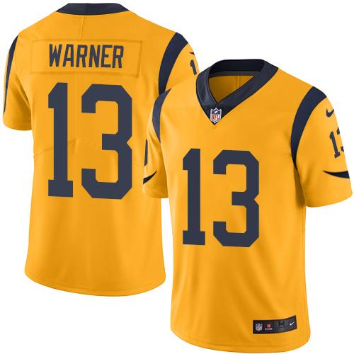 Nike Rams #13 Kurt Warner Gold Youth Stitched NFL Limited Rush Jersey