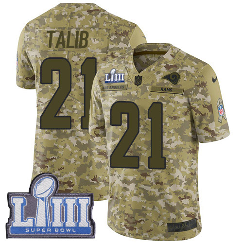 Nike Rams #21 Aqib Talib Camo Super Bowl LIII Bound Youth Stitched NFL Limited 2018 Salute to Service Jersey