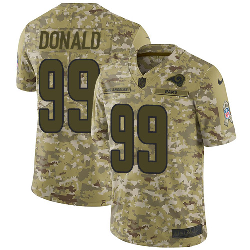 Nike Rams #99 Aaron Donald Camo Youth Stitched NFL Limited 2018 Salute to Service Jersey