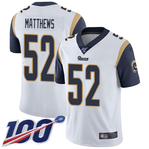 Nike Rams #52 Clay Matthews White Youth Stitched NFL 100th Season Vapor Limited Jersey