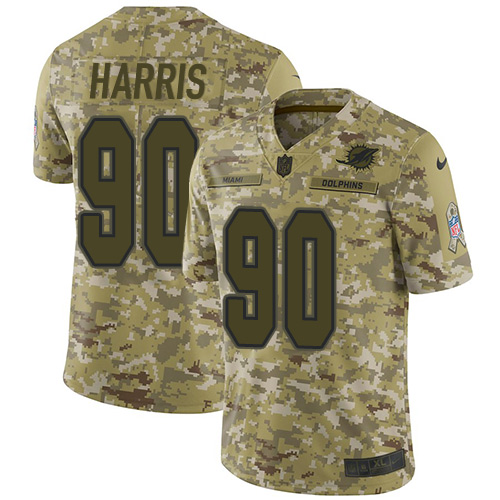 Nike Dolphins #90 Charles Harris Camo Youth Stitched NFL Limited 2018 Salute to Service Jersey