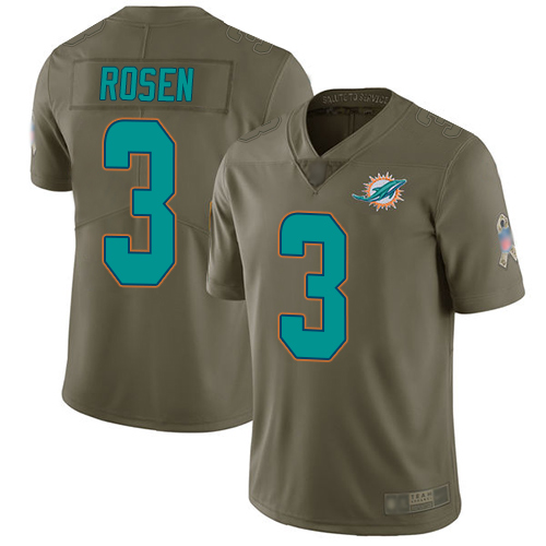 Nike Dolphins #3 Josh Rosen Olive Youth Stitched NFL Limited 2017 Salute to Service Jersey