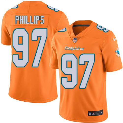 Nike Dolphins #97 Jordan Phillips Orange Youth Stitched NFL Limited Rush Jersey