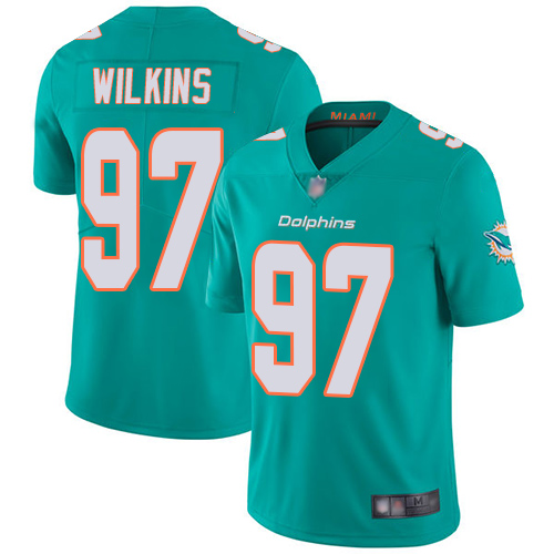 Nike Dolphins #97 Christian Wilkins Aqua Green Team Color Youth Stitched NFL Vapor Untouchable Limited Jersey