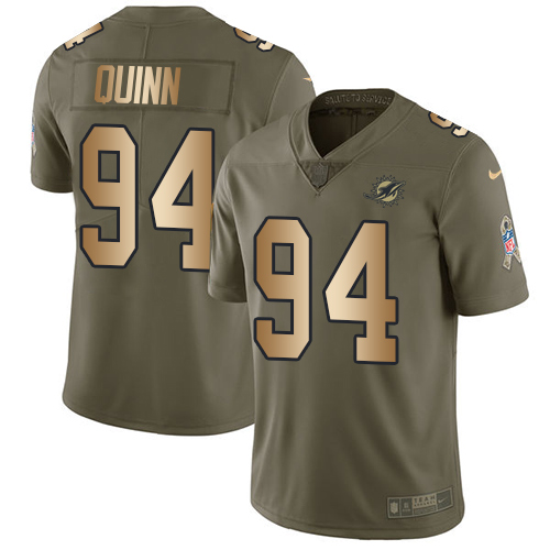 Nike Dolphins #94 Robert Quinn Olive/Gold Youth Stitched NFL Limited 2017 Salute to Service Jersey