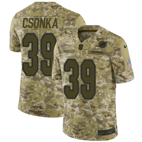 Nike Dolphins #39 Larry Csonka Camo Youth Stitched NFL Limited 2018 Salute to Service Jersey