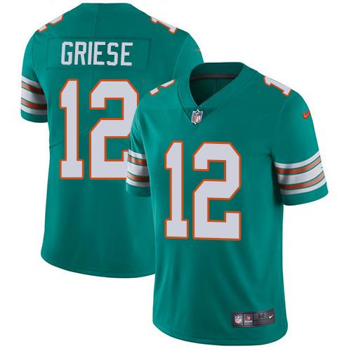 Nike Dolphins #12 Bob Griese Aqua Green Alternate Youth Stitched NFL Vapor Untouchable Limited Jersey