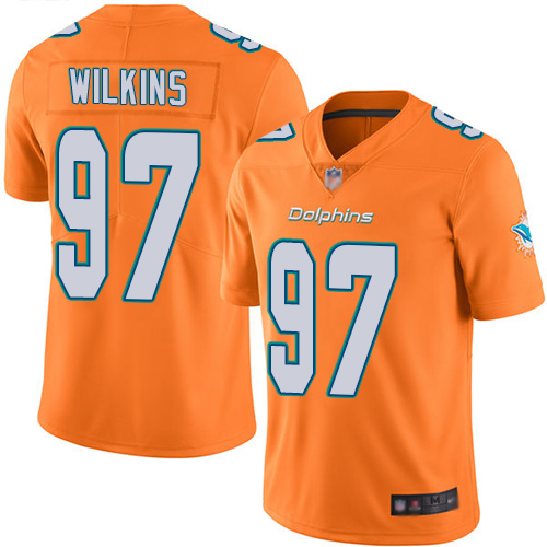Nike Dolphins #97 Christian Wilkins Orange Youth Stitched NFL Limited Rush Jersey