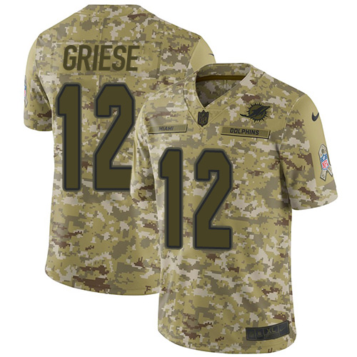 Nike Dolphins #12 Bob Griese Camo Youth Stitched NFL Limited 2018 Salute to Service Jersey