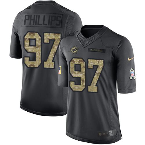Nike Dolphins #97 Jordan Phillips Black Youth Stitched NFL Limited 2016 Salute to Service Jersey