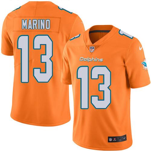 Nike Dolphins #13 Dan Marino Orange Youth Stitched NFL Limited Rush Jersey