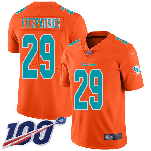 Nike Dolphins #29 Minkah Fitzpatrick Orange Youth Stitched NFL Limited Inverted Legend 100th Season Jersey