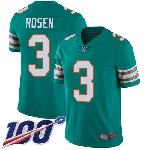 Nike Dolphins #3 Josh Rosen Aqua Green Alternate Youth Stitched NFL 100th Season Vapor Limited Jersey