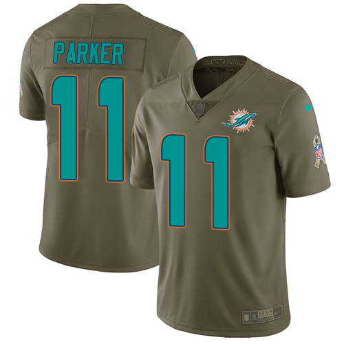 Nike Dolphins #11 DeVante Parker Olive Youth Stitched NFL Limited 2017 Salute to Service Jersey
