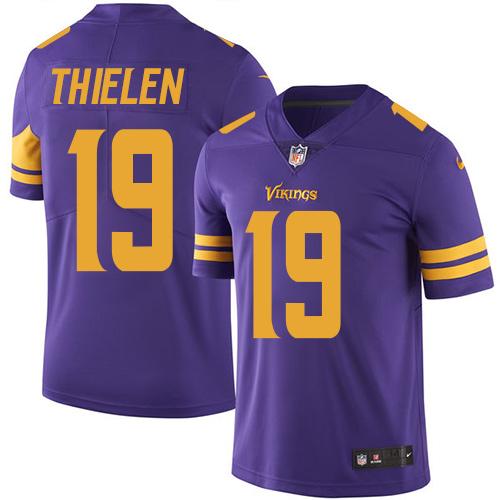 Nike Vikings #19 Adam Thielen Purple Youth Stitched NFL Limited Rush Jersey