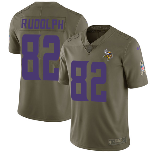 Nike Vikings #82 Kyle Rudolph Olive Youth Stitched NFL Limited 2017 Salute to Service Jersey