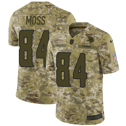Nike Vikings #84 Randy Moss Camo Youth Stitched NFL Limited 2018 Salute to Service Jersey