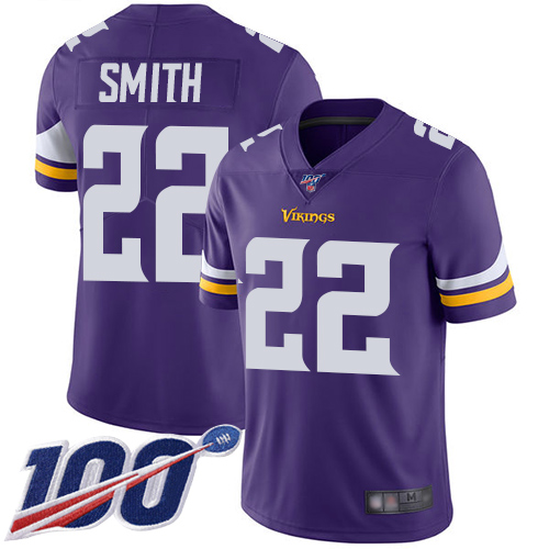 Nike Vikings #22 Harrison Smith Purple Team Color Youth Stitched NFL 100th Season Vapor Limited Jersey