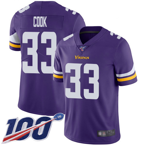 Nike Vikings #33 Dalvin Cook Purple Team Color Youth Stitched NFL 100th Season Vapor Limited Jersey