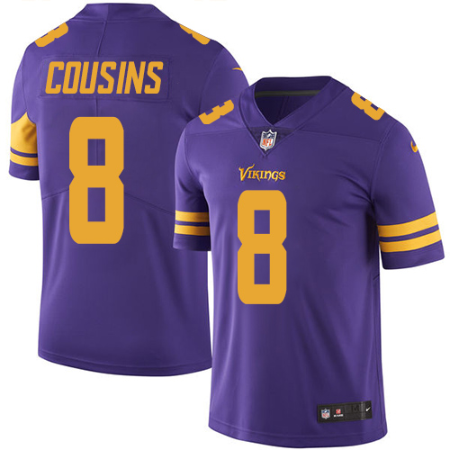 Nike Vikings #8 Kirk Cousins Purple Youth Stitched NFL Limited Rush Jersey