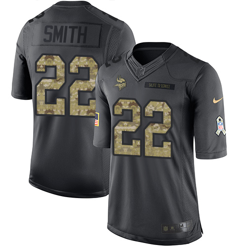 Nike Vikings #22 Harrison Smith Black Youth Stitched NFL Limited 2016 Salute To Service Jersey