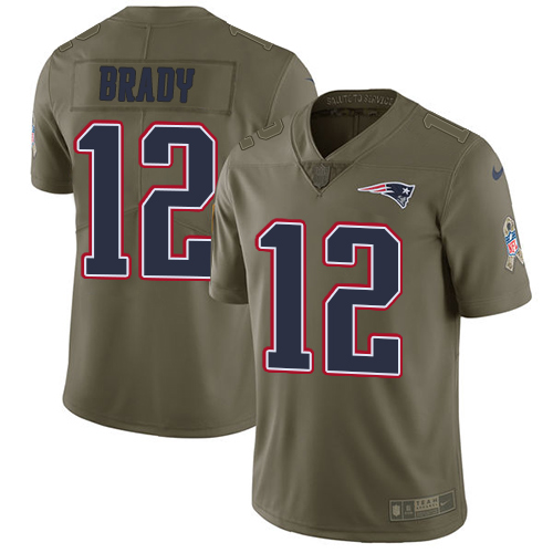 Nike Patriots #12 Tom Brady Olive Youth Stitched NFL Limited 2017 Salute to Service Jersey