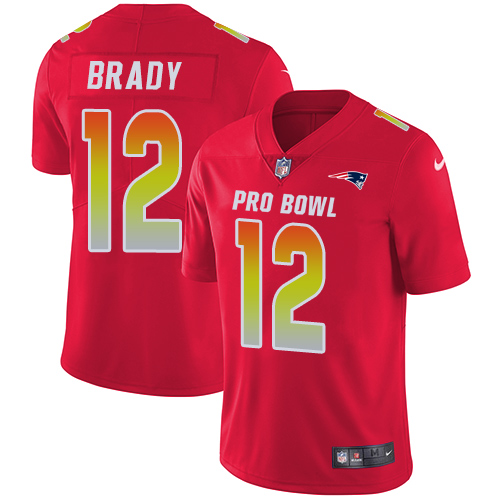 Nike Patriots #12 Tom Brady Red Youth Stitched NFL Limited AFC 2018 Pro Bowl Jersey