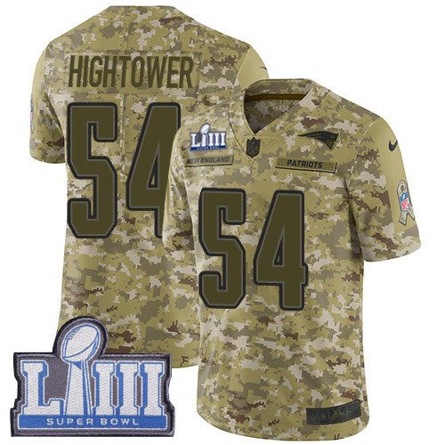 Nike Patriots #54 Dont'a Hightower Camo Super Bowl LIII Bound Youth Stitched NFL Limited 2018 Salute to Service Jersey